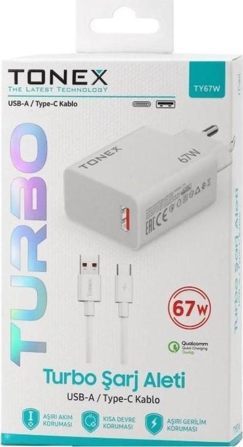 67W Turbo Başlık Usb Kablo Şarj Seti Turbo Şarj (Saniye Sayar) 67W 6A - TY67W