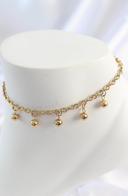 Çelik Gold Renk Sallantı Topçuk Zincir Model Kadın Halhal