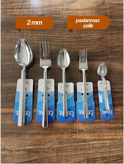 30 Parça 6 Kişilik Paslanmaz Çelik Çatal Kaşık Takımı 1. Kalite Cemre