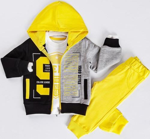 Erkek Bebek 3'lü Takım 6-18 Ay Sarı