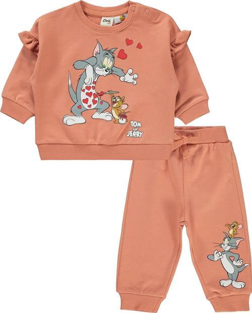 Tom ve Jerry Kız Bebek 6-18 Ay Takım Şeftali