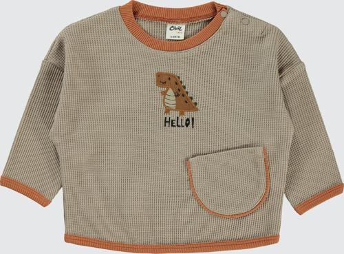Erkek Bebek Sweatshirt 6-18 Ay Koyu Bej