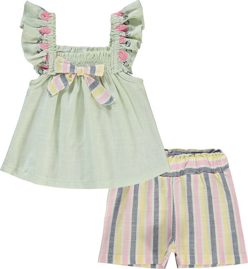 Kız Bebek Şortlu Takım 6-18 Ay Mint