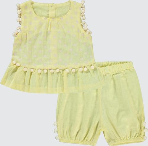 Kız Bebek Şortlu Takım 6-18 Ay Sarı