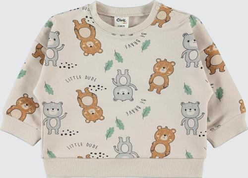 Erkek Bebek Ayıcık Desenli Sweatshirt 6-18 Ay Fil Dişi