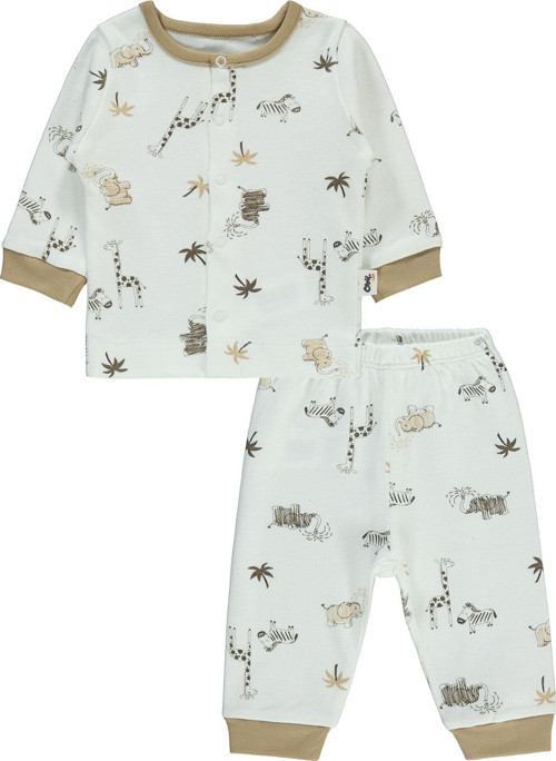 Erkek Bebek Pijama Takımı 1-3 Ay Kahverengi