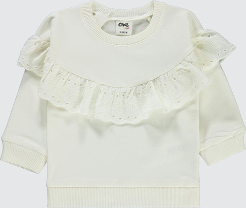 Kız Bebek Sweatshirt 6-18 Ay Ekru
