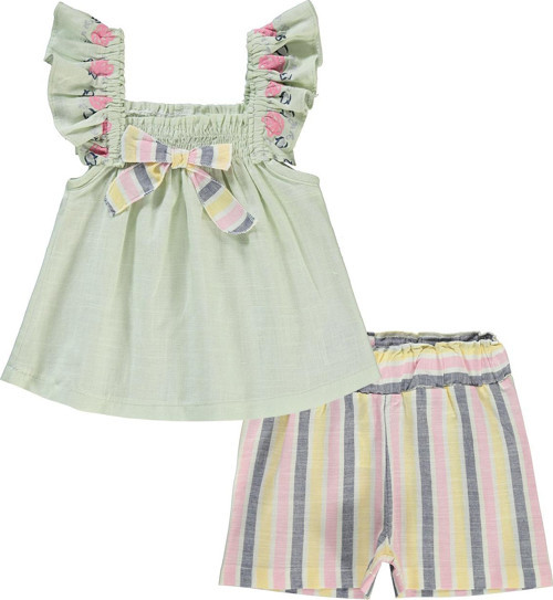 Kız Bebek Şortlu Takım 6-18 Ay Mint