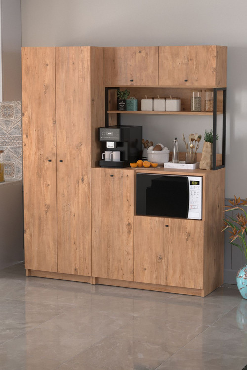 Can Mutfak Dolabı 6 Kapak 14 Raf Kiler Dolabı Dekoratif Çok Amaçlı Dolap