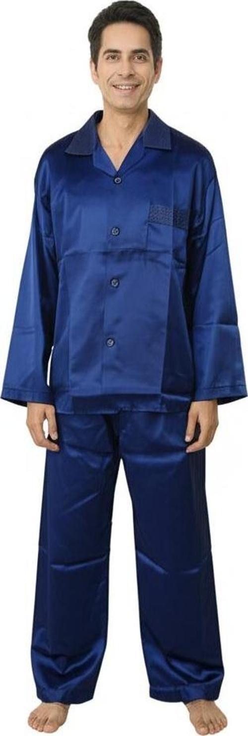 Erkek Pijama Takımı Saten Kumaş Klasik Model Cepli Rahat Tam Kalıp OPEPT25PIEROMOD87