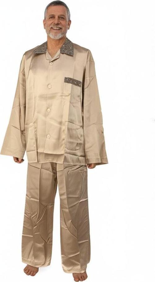 Erkek Pijama Takımı Saten Kumaş Klasik Model Cepli Rahat Tam Kalıp OPEPT25PIEROMOD89