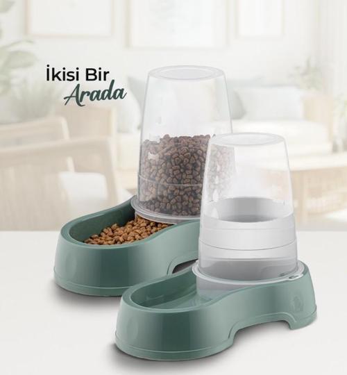pet hazneli mama ve su kabı 1,5 lt..kedi köpek mama ve su kabı mama tabağı 2 li