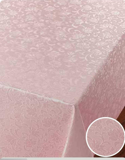 Pvc Silinebilir Yuvarlak Pembe Masa Örtüsü 140 Cm Çap