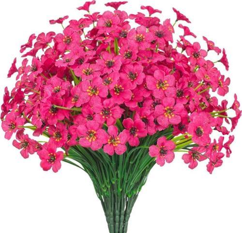 6lı Set Yapay Çiçek Sazlı Mine Fuşya Renk 5 Dallı 33cm