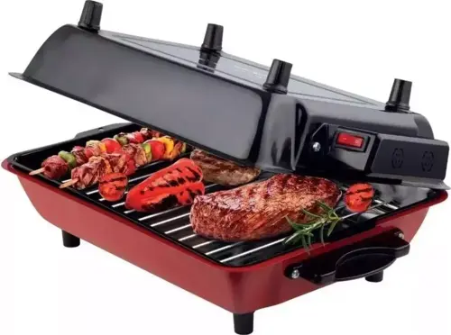 Emaye Tepsili 1100W Paslanmaz Krom Telli Cızbız Kapaklı Elektrikli Izgara