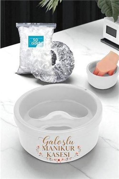Manikür Kabı - 50 Adet Galoşlu Manikür Kasesi - Parmak Yumuşatma Manikür Kasesi
