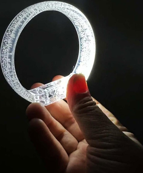 Beyaz-Gümüş Led Işıklı Baskı Yapılabilen Pilli Bileklik Bilezik 1,5 cm Genişlik