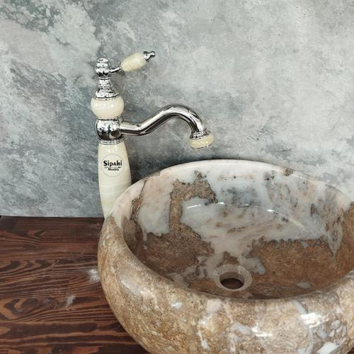  Krom Onyx Detaylı Uzun Çanak Lavabo Bataryası