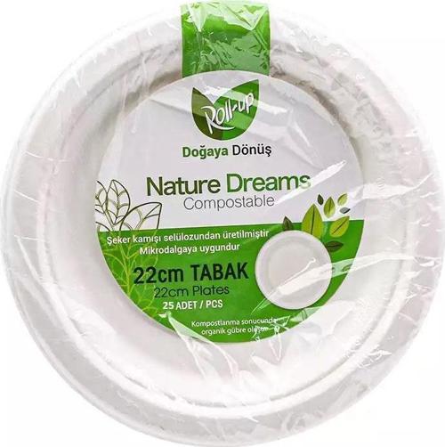 Nature Ekolojik Karton Kağıt Parti Tek Kullanımlık Tabak - 22 Cm. - 25 Adetlik 1 Paket