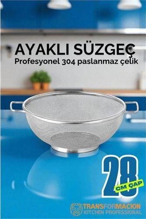 28 cm Süzgeç - Makarna Süzgeci Pirinç Meyve Süzgeci 304 Paslanmaz Çelik