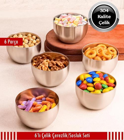 Çelik Sosluk 6 Parça Çerezlik Seti - 12cm