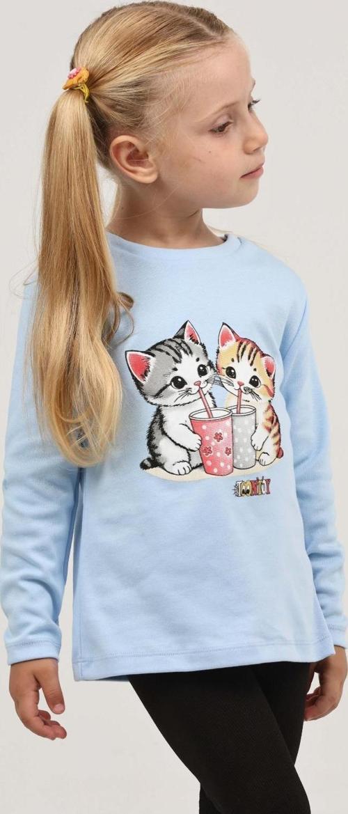 Toontoy Kız Çocuk İkili Kedi Baskılı Sweatshirt
