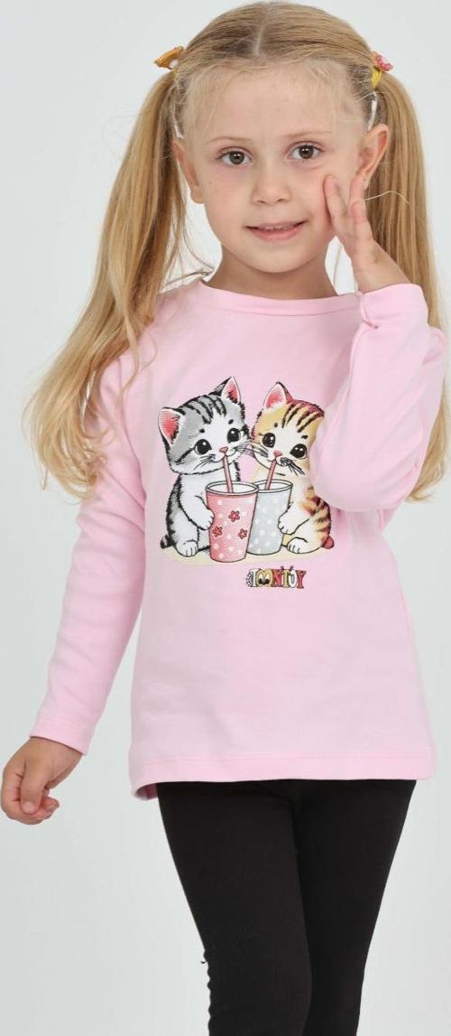 Toontoy Kız Çocuk İkili Kedi Baskılı Sweatshirt