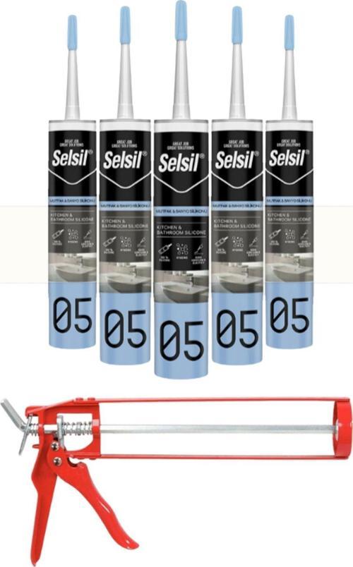 Duşakabin Silikonu Şeffaf 280 Ml (5 Adet),Demir Tabanca