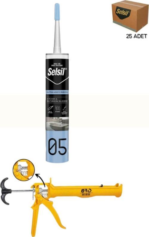 Duşakabin Silikonu Şeffaf 280 Ml (25 Adet),Alüminyum Tabanca