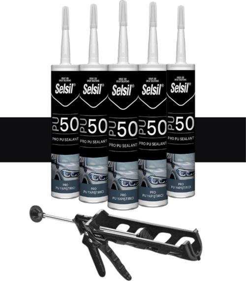 Pu Mastik 280 Ml. Siyah (5 Adet), Plastik Tabanca