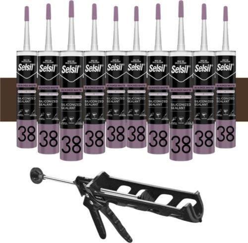 Silikonize Koyukahverengi Mastik 500 Gr.  10 Adet +  Kendo Silikon Tabancası