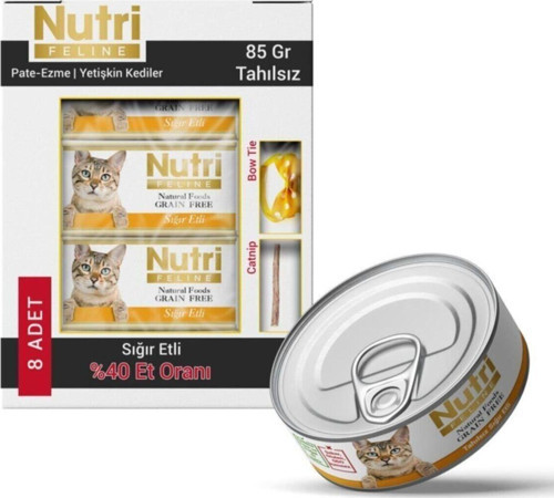 Sığır Etli Tahılsız Kedi Konservesi 8x85 gr