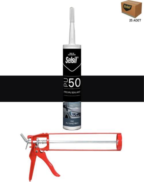 Pu Mastik 280 Ml Siyah (25 Adet),Demir Tabanca