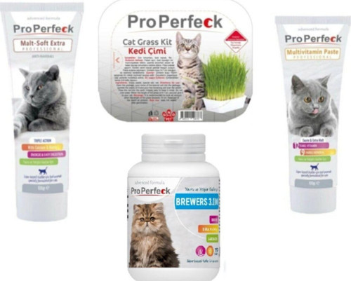 Kedi Sağlık Paketi Pro Perfeck Malt 100gr Pro Perfeck Multivitamin Kedi Çimi Kedi Vitamin Tablet