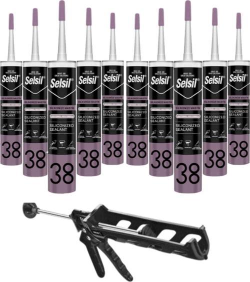 Silikonize Beyaz Mastik 500 Gr. 10 Adet +  Kendo Silikon Tabancası