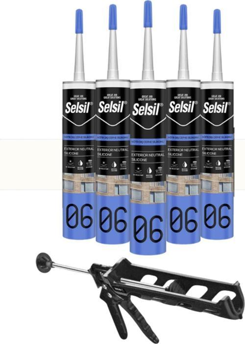 Nötr Cephe Silikonu 300 Ml Şeffaf (5 Adet), Plastik Tabanca