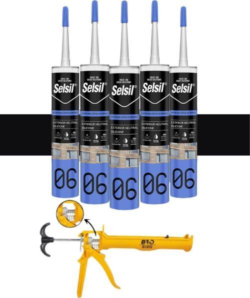 Nötr Cephe Silikonu 300 Ml Siyah (5 Adet),Alüminyum Tabanca