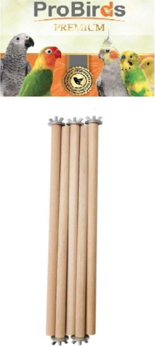 Plastik Tünek Başlıklı Tahta Tünek 5'li 12 Mm 40 Cm