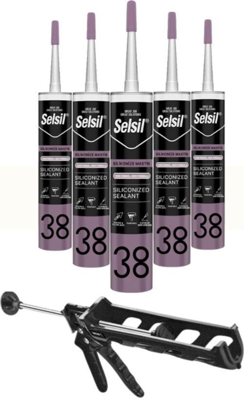 Silikonize Mastik 500 Gr. Beyaz (5 Adet), Plastik Tabanca