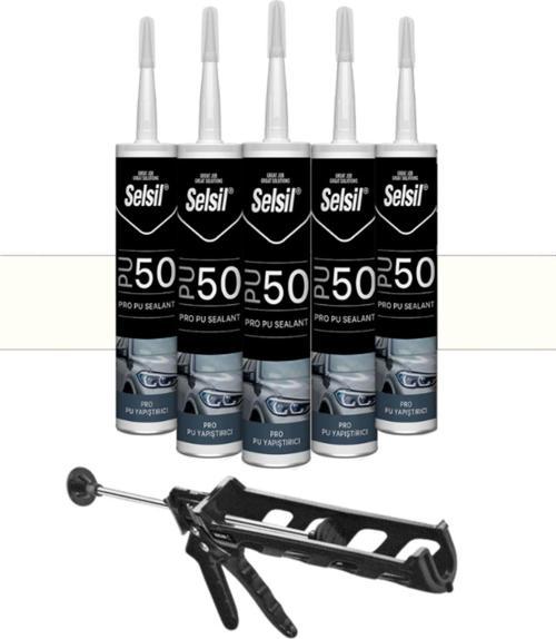 Poliüretan Beyaz Mastik 280 Ml.  5 Adet +  Kendo Silikon Tabancası