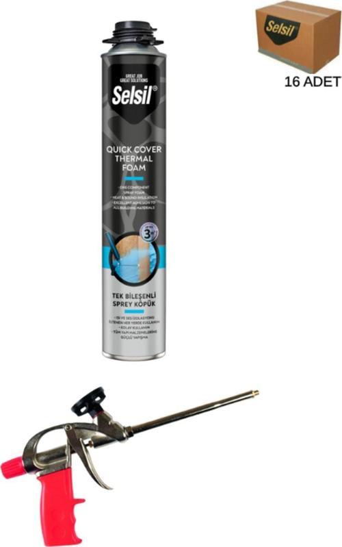 Thermal Foam Isı Ve Ses Yalıtım Köpüğü 850 Ml. (16 Adet),Demir Köpük Tabancası