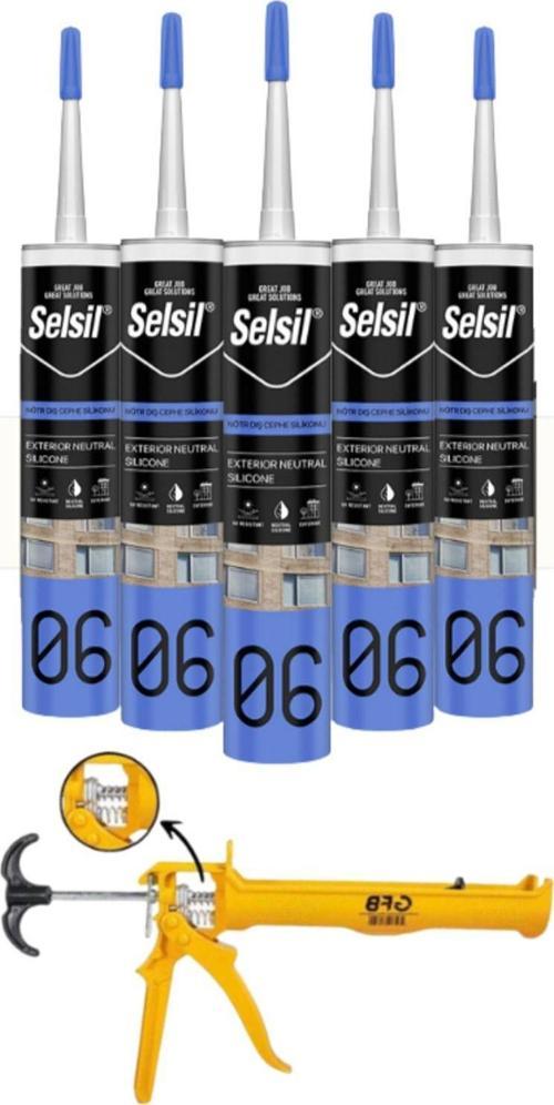 Nötr Cephe Silikonu 300 Ml Şeffaf (5 Adet),Alüminyum Tabanca