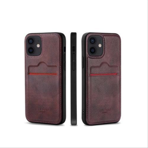 Apple iPhone 15 Pro Max Kartlıklı Lüx Deri Kılıf Bordo