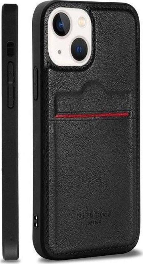 Apple iPhone 16 Plus Kartlıklı Lüx Deri Kılıf Siyah