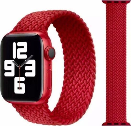 Watch 5 42 Mm Uyumlu  Örgü Solo Loop Kordon Kayış Medium: 14,7 Cm Kırmızı