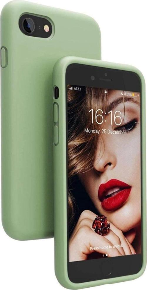 Iphone 7 Yeşil Kadife Silikon Kılıf