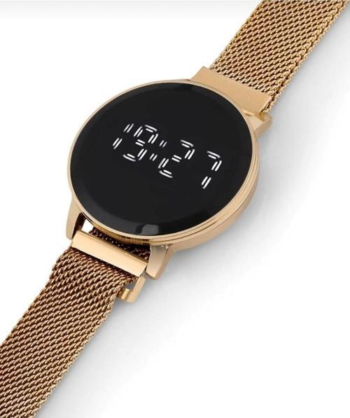 Digital Dokunmatik Mınatıslı Hasır Kayış Kol Saati Gold