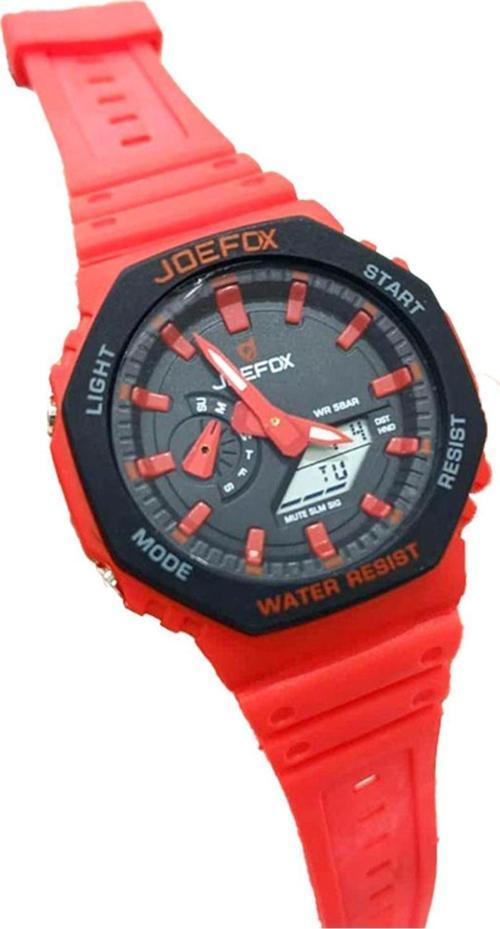 Kırmızı Silikon Kayışlı Spor Saat