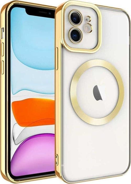 Iphone 12 Kılıf Magsafe Özellikli Altın Darbe Emici Sert Silikon