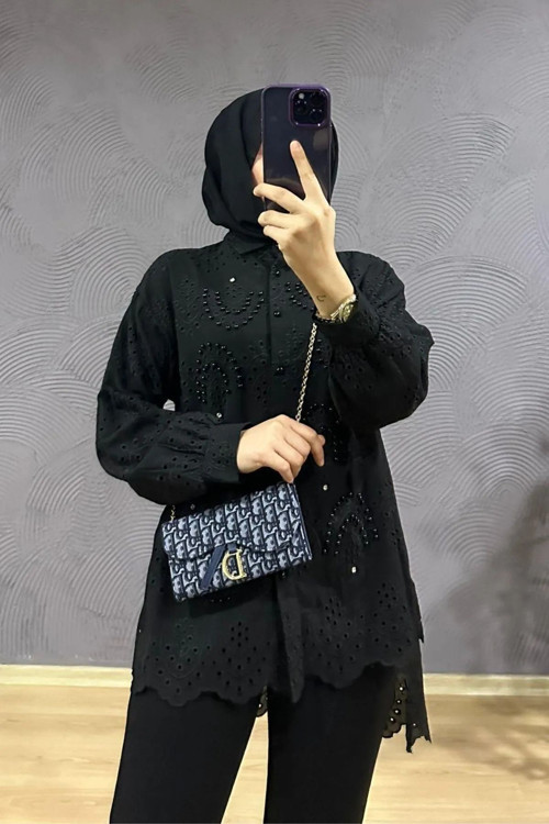 Afra Lıne Henza İncili Brode Fisto Gömlek Tunik